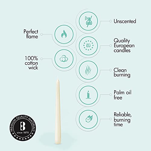 Ivory Taper Candles 10 Inch, 100 Count, 7+ Hour Burn G920