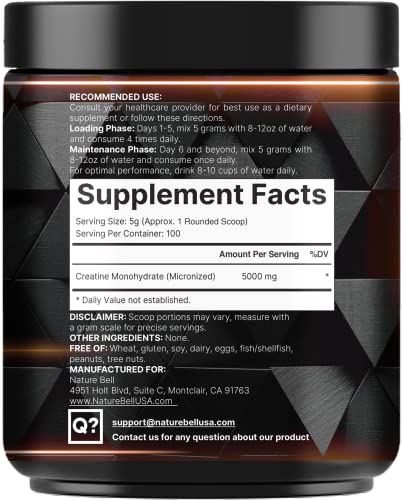 Creatine Monohydrate Powder 500 Grams, Unflavored, Micronized Q566597