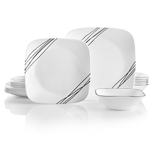 18-Piece Dinnerware Set for 6 with Large Serving Bowl, Triple Layer Glass, White G25078