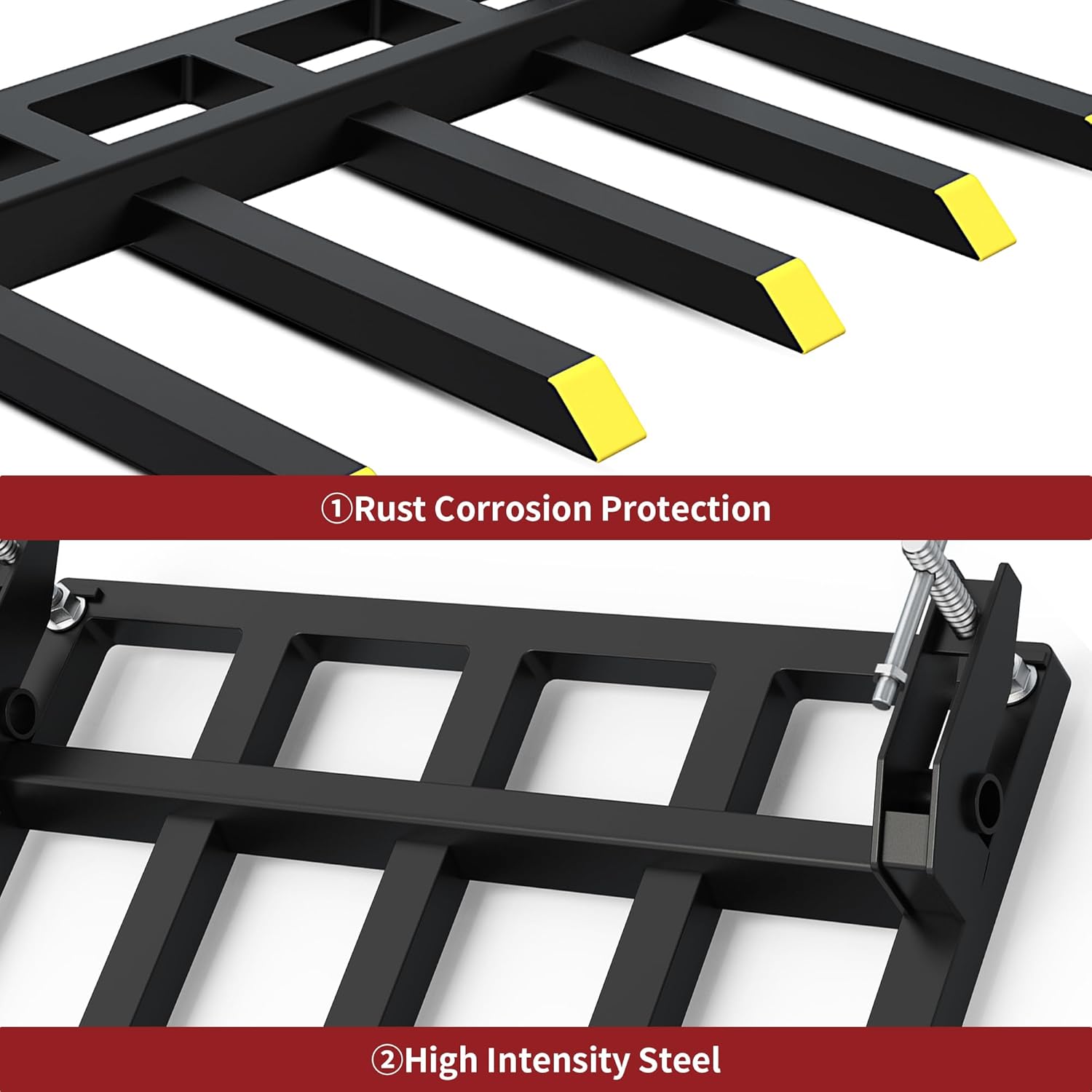 Clamp on Debris Forks for 48" Bucket, 2500 lbs Heavy Duty Pallet Forks Y3641