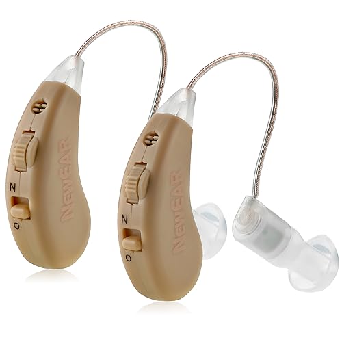Digital Hearing Amplifiers - Rechargeable Premium BTE Personal Sound Amplifier Pair with USB Dock, Behind the Ear Hearing Enhancement Devices with Long Lasting Battery Life, Black