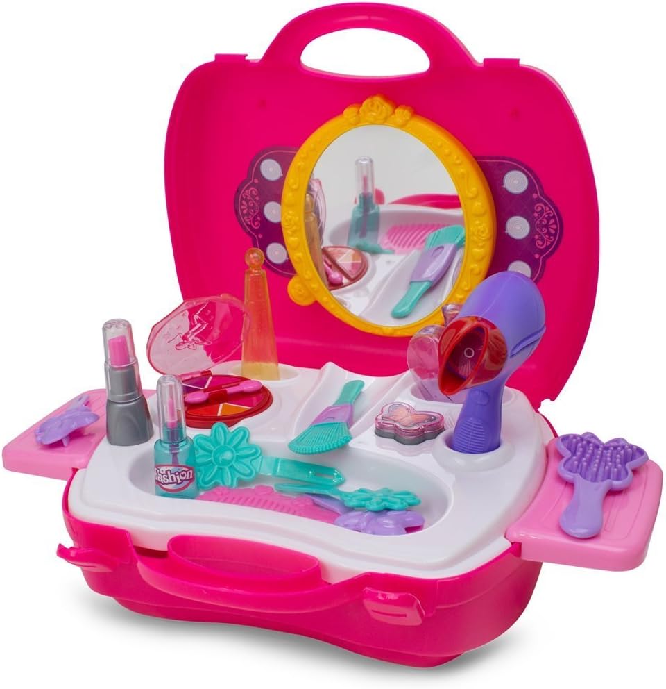 21-Piece Pretend Play Makeup Kit for Girls with Beauty Salon Case I961