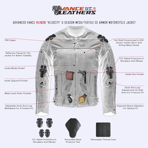 Men's Reflective Mesh Motorcycle Jacket with CE Armor W478