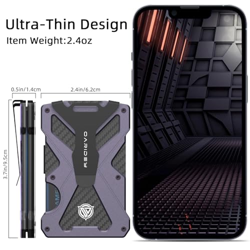 Slim Aluminum Money Clip Wallet with RFID Blocking and Clear ID Holder D265