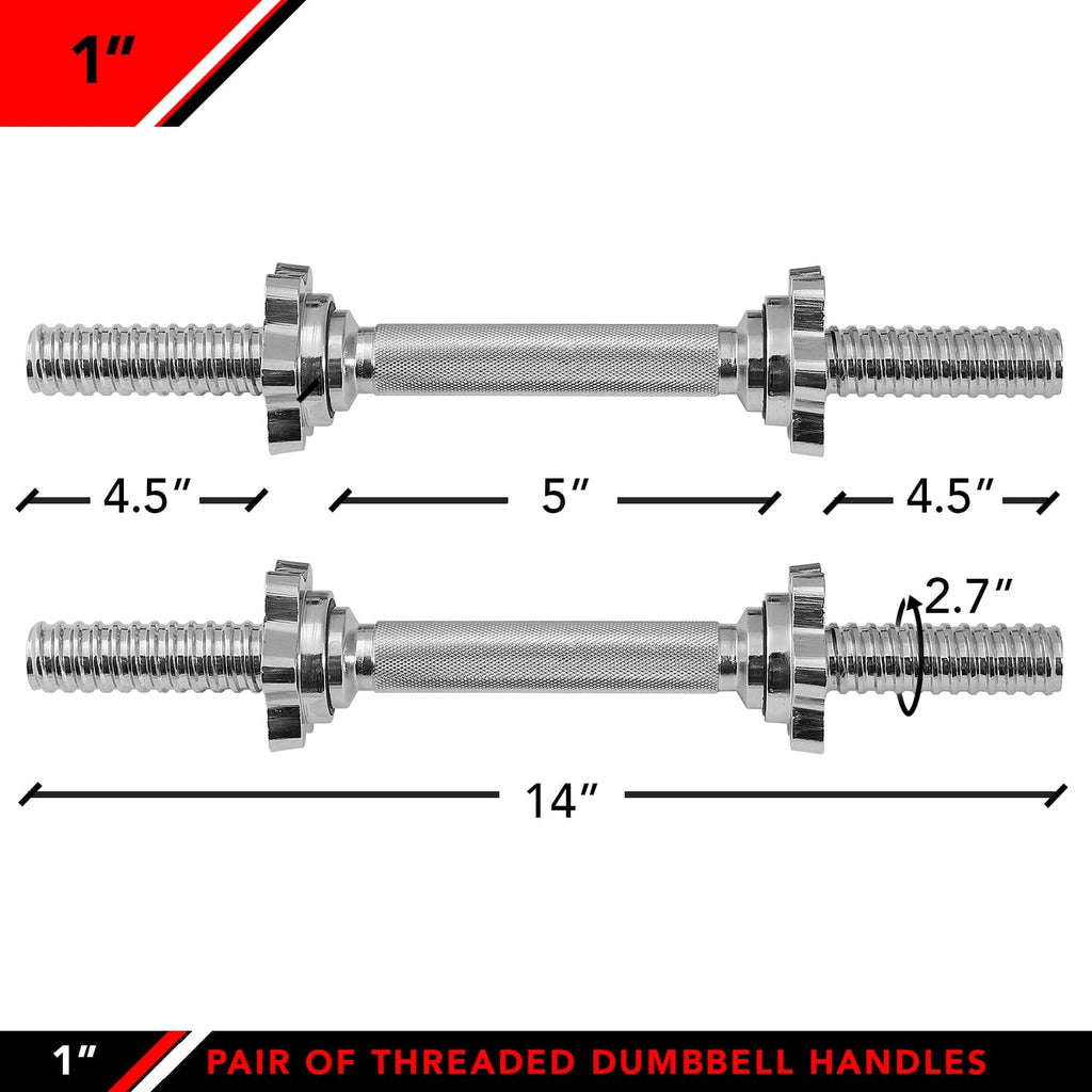 Threaded Dumbbell Handles, Set of 2, with Star Collars, Fits 1" Standard Plates M5367