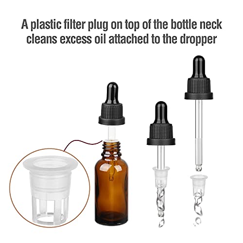 Amber Glass Dropper Bottles with Pipette, 4 x 50ml, Refillable Y515048