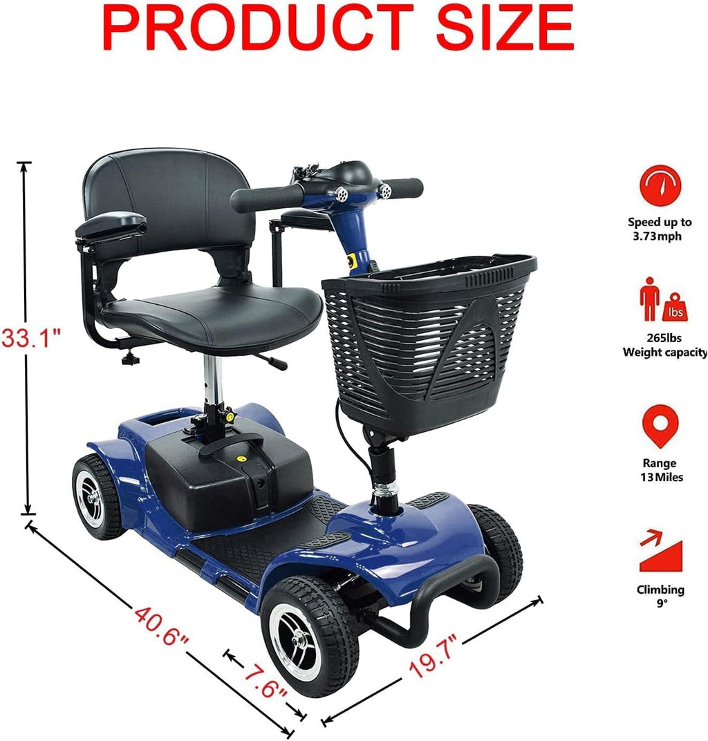 4 Wheel Mobility Scooter for Seniors, Collapsible Travel Scooter with Basket P96597