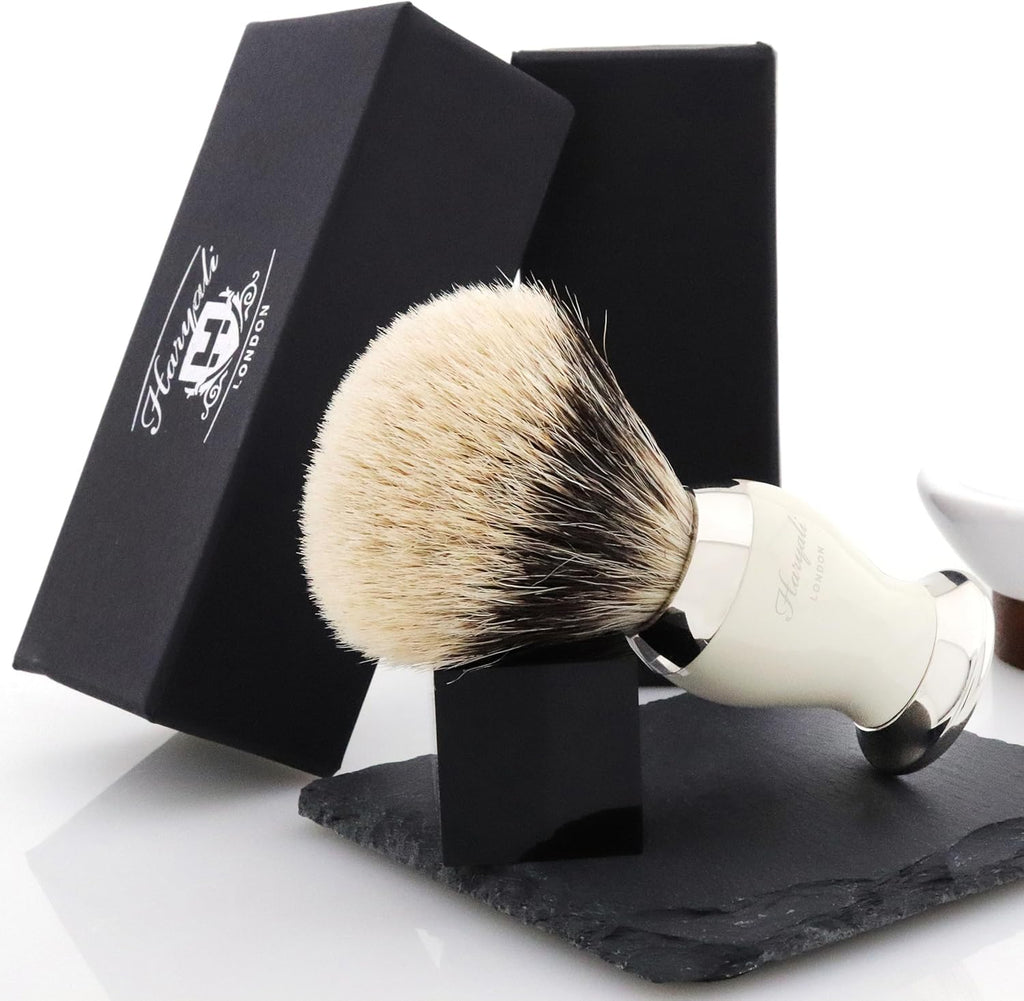 Badger Hair Shaving Brush with Ivory Metal Base H70409