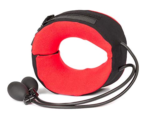 Body Sport TracCollar Cervical Neck Traction Device, Small/Medium, Fits 14” to 16” Neck Size – Release Pressure for Neck Pain Relief – Inflatable Neck Stretcher with 2 Hand Pump System