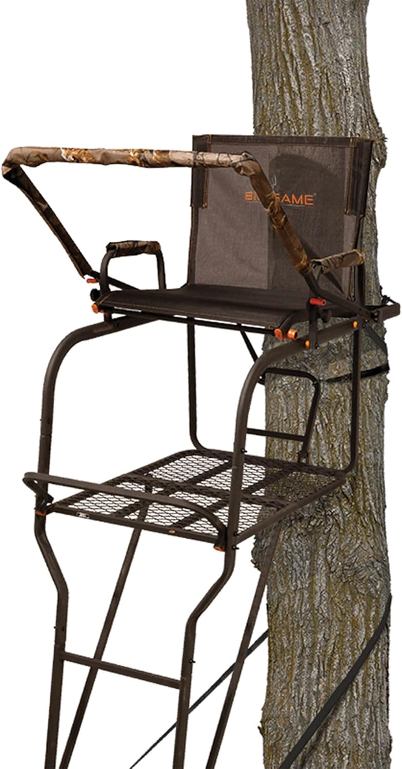 18.5 Foot 1 Person Deer Hunting Adjustable Ladder Tree Stand with Fall Arrest System, Camouflage (2 Pack) C191