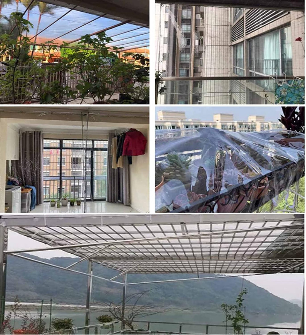 Heavy Duty Waterproof PVC Transparent Tarpaulin Cover for Patio Tent Enclosure, 1x3m Y690379