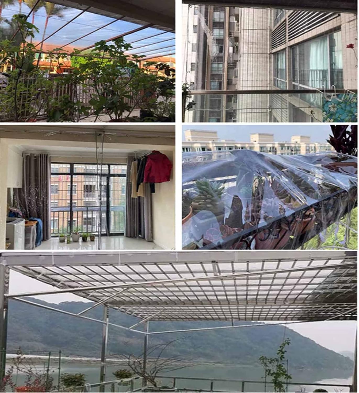 Heavy Duty Waterproof PVC Transparent Tarpaulin Cover for Patio Tent Enclosure, 1x3m Y690379