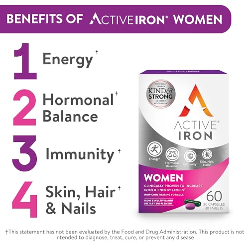 Iron Supplement for Women, High Potency Capsules with Multivitamin Tablets W528676