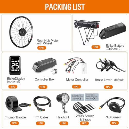 750W Rear Hub Motor Ebike Conversion Kit for 135-142mm Dropout, 26" 27.5" 700C P623