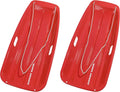 Downhill Sprinter Flexible Kids Toddler Plastic Cold-Resistant Toboggan Snow Sled with Pull Rope and Handles, Red (2 Pack)