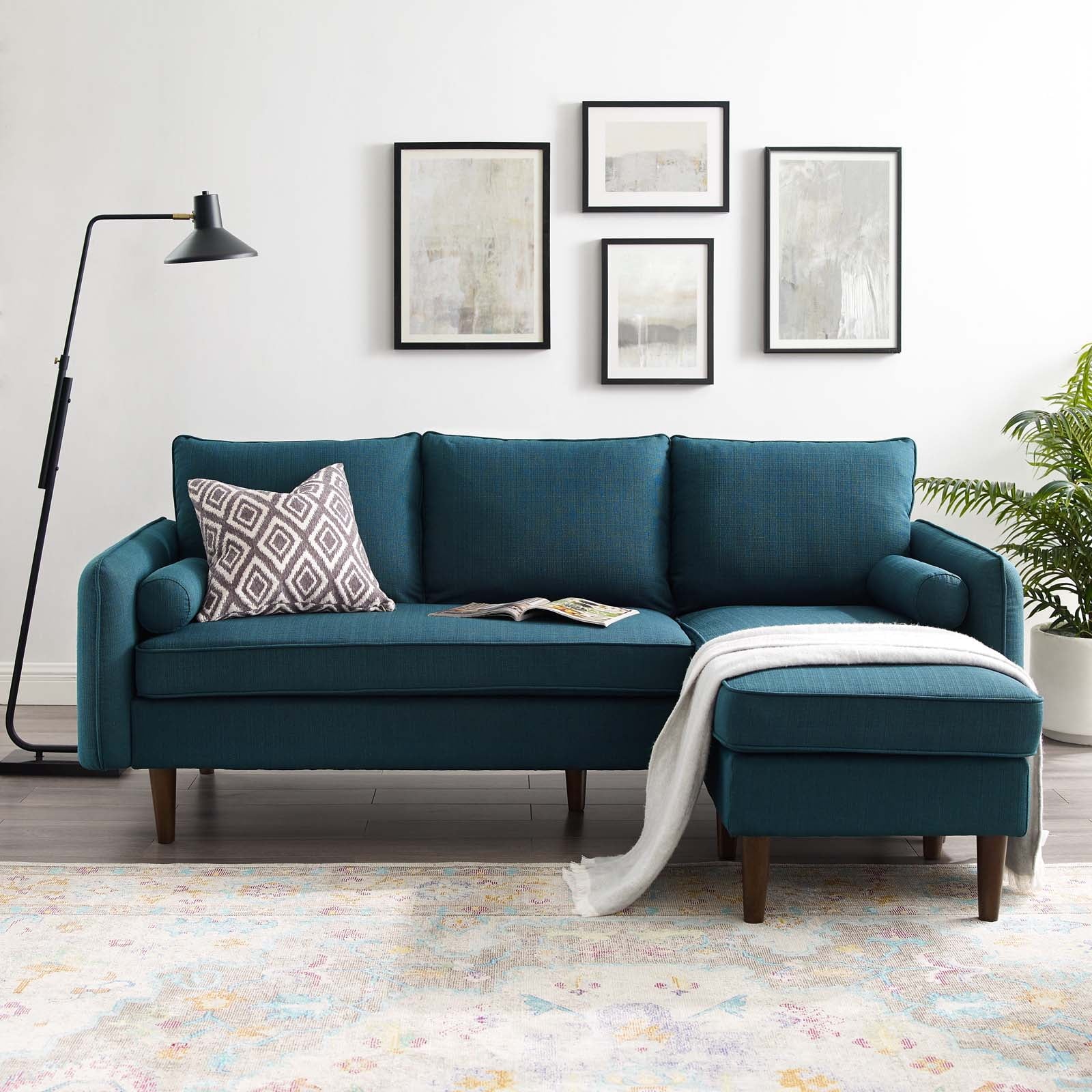 Navy Blue Fabric Sectional Sofa Set for Living Room L590663