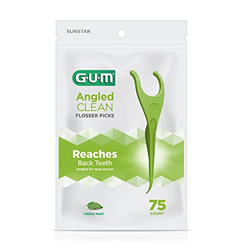 Angled Dental Floss Picks for Tight Teeth, Fresh Mint, 75 Count (4-Pack) G83797