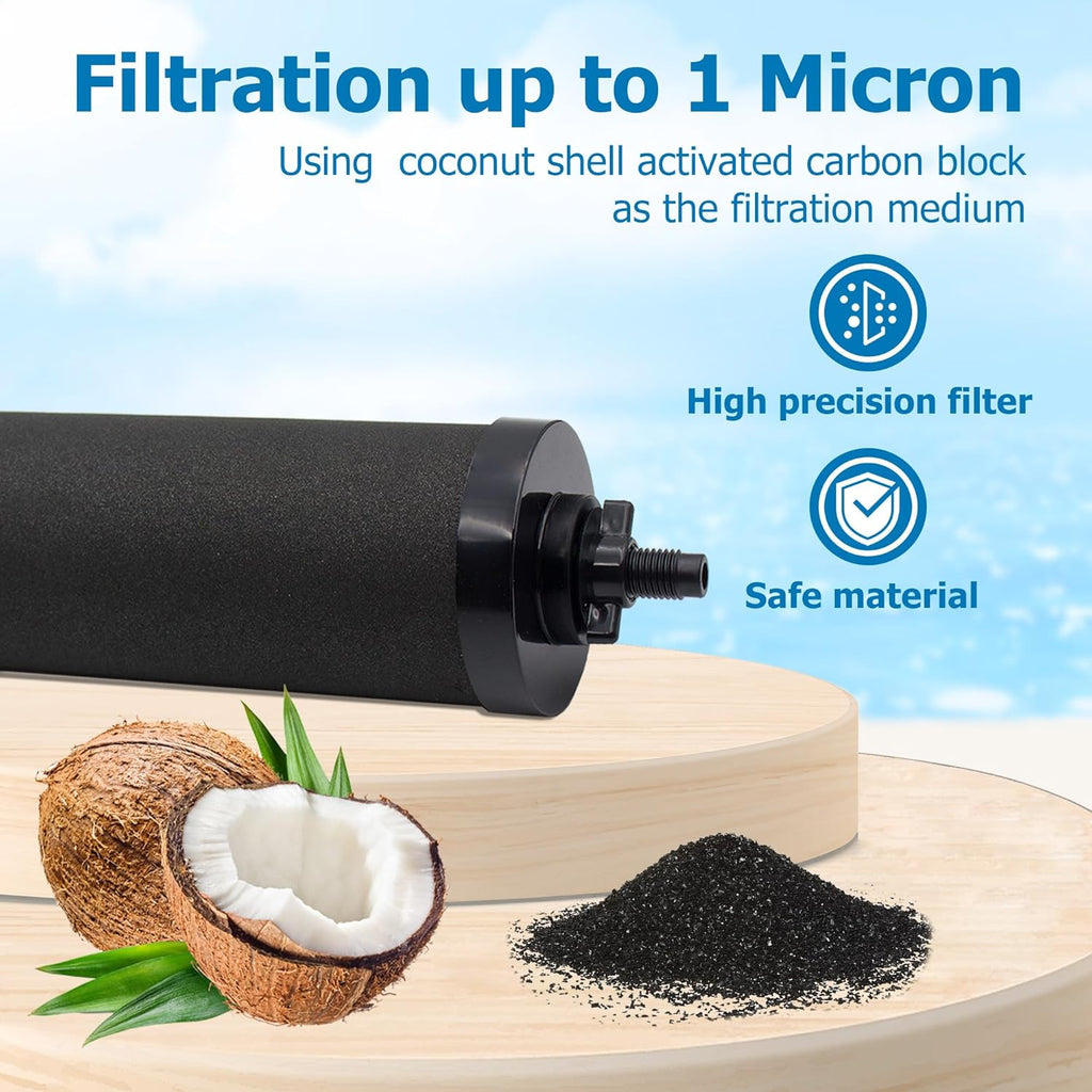 Water Filter Replacement, Black Activated Carbon, Compatible with Gravity Water Filter System, 2-Pack O569052
