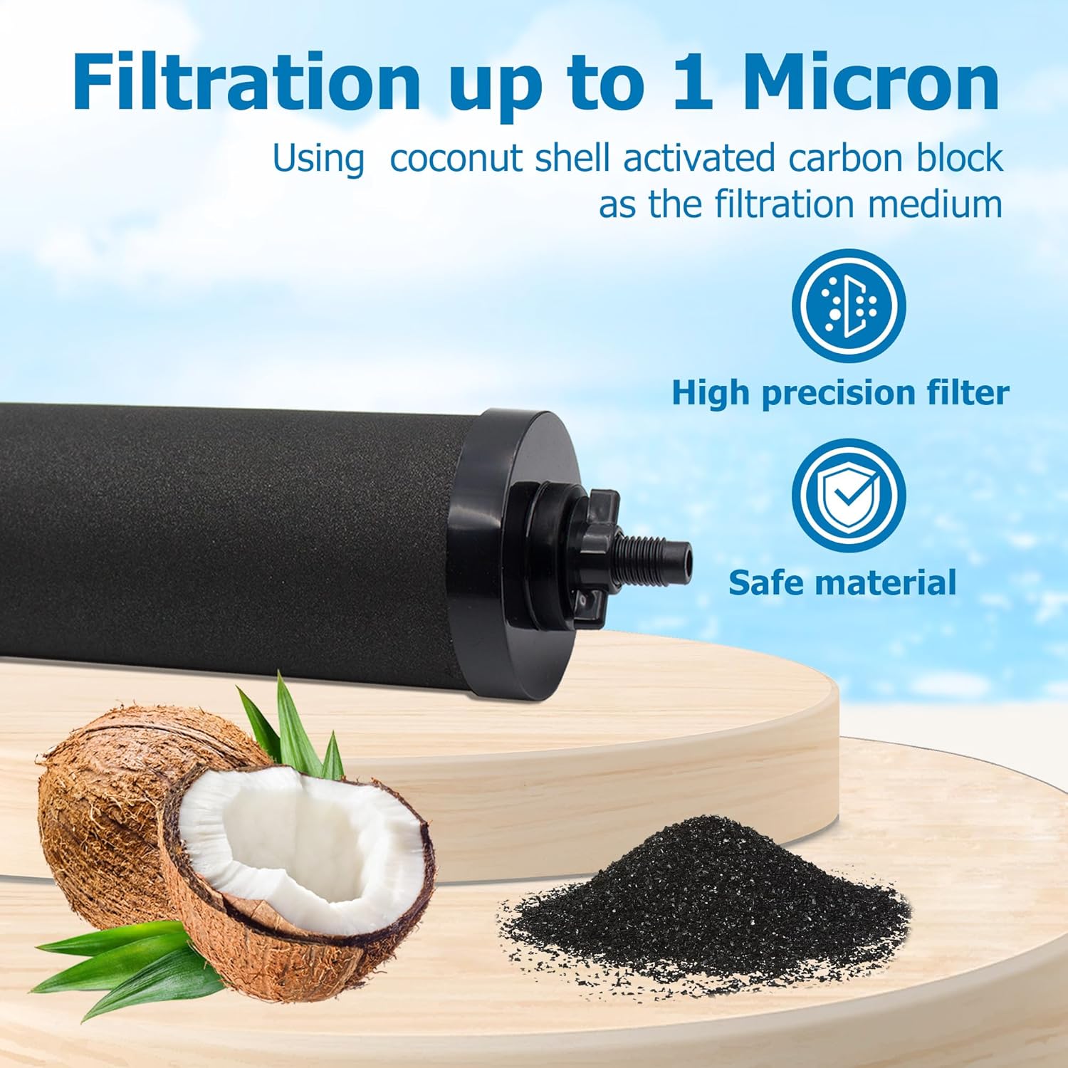 Water Filter Replacement, Black Activated Carbon, Compatible with Gravity Water Filter System, 2-Pack O569052