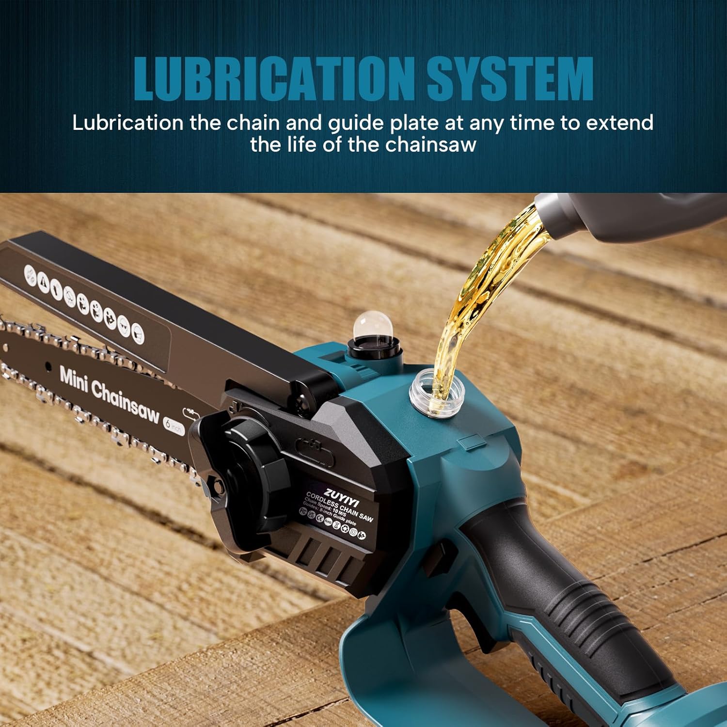 Cordless Mini Chainsaw 6 Inch & 8 Inch, Brushless Handheld Chain Saw with Oiler for Tree Branch Wood Cutting H1237