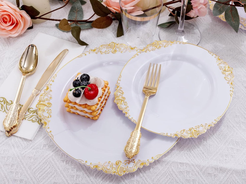 Gold Plastic Dinnerware Set for 50 Guests B56368