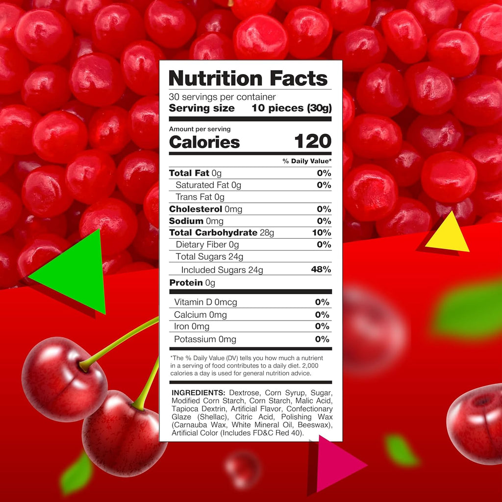 Chewy Cherry Sours Candy, 2 Pound Bag G466
