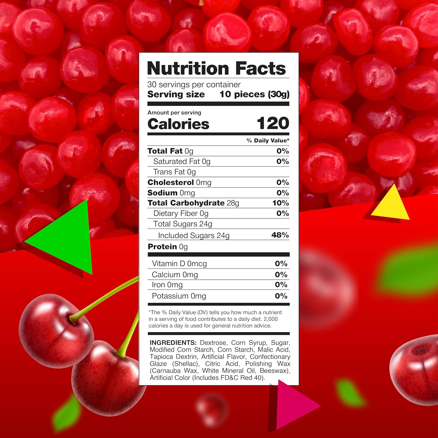 Chewy Cherry Sours Candy, 2 Pound Bag G466