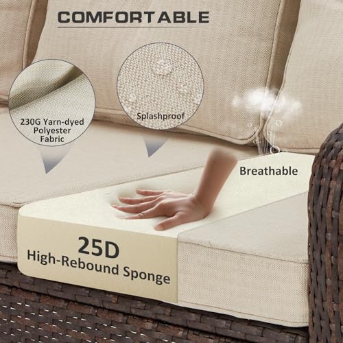 Outdoor Wicker Patio Conversation Set with Table and Ottomans P803