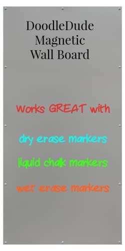 Large Magnet Board for Wall, Dry Erase White Board, Magnetic Bulletin Board (Metallic Silver, 23Wx46L)