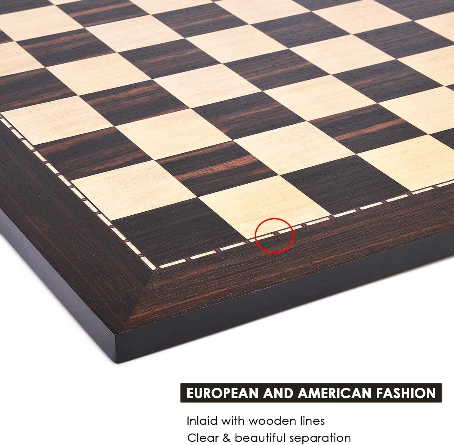 19 Inch Wooden Tournament Chess Board with 2.0 Inch Squares M83407