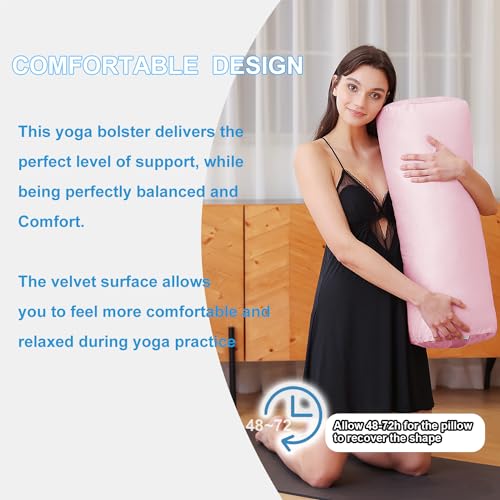 Rectangular Yoga Bolster Pillow with Velvet Cover for Meditation A454