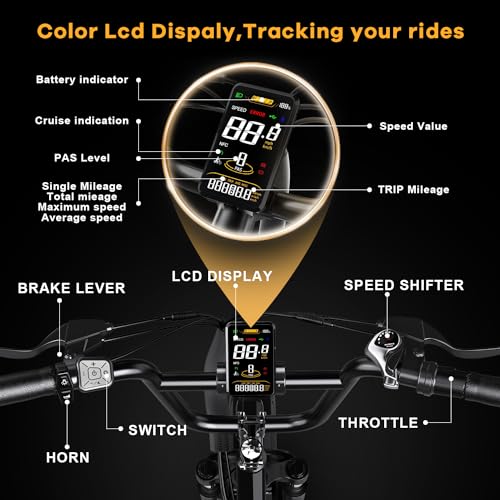 Electric Bike for Adults, 1500W Motor, 48V 18Ah Removable Battery, 20" Fat Tire, 7-Speed P83943