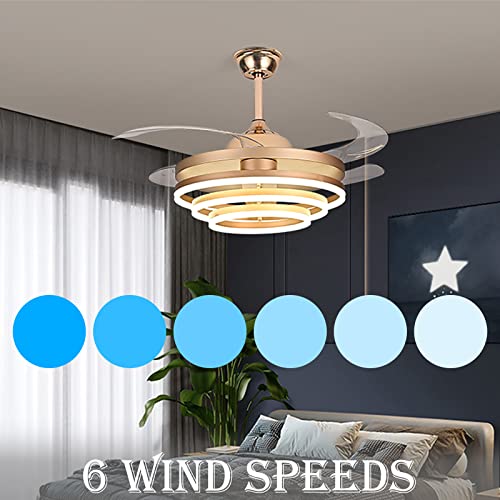42" Invisible Ceiling Fan Chandelier Light with Remote Control P324151