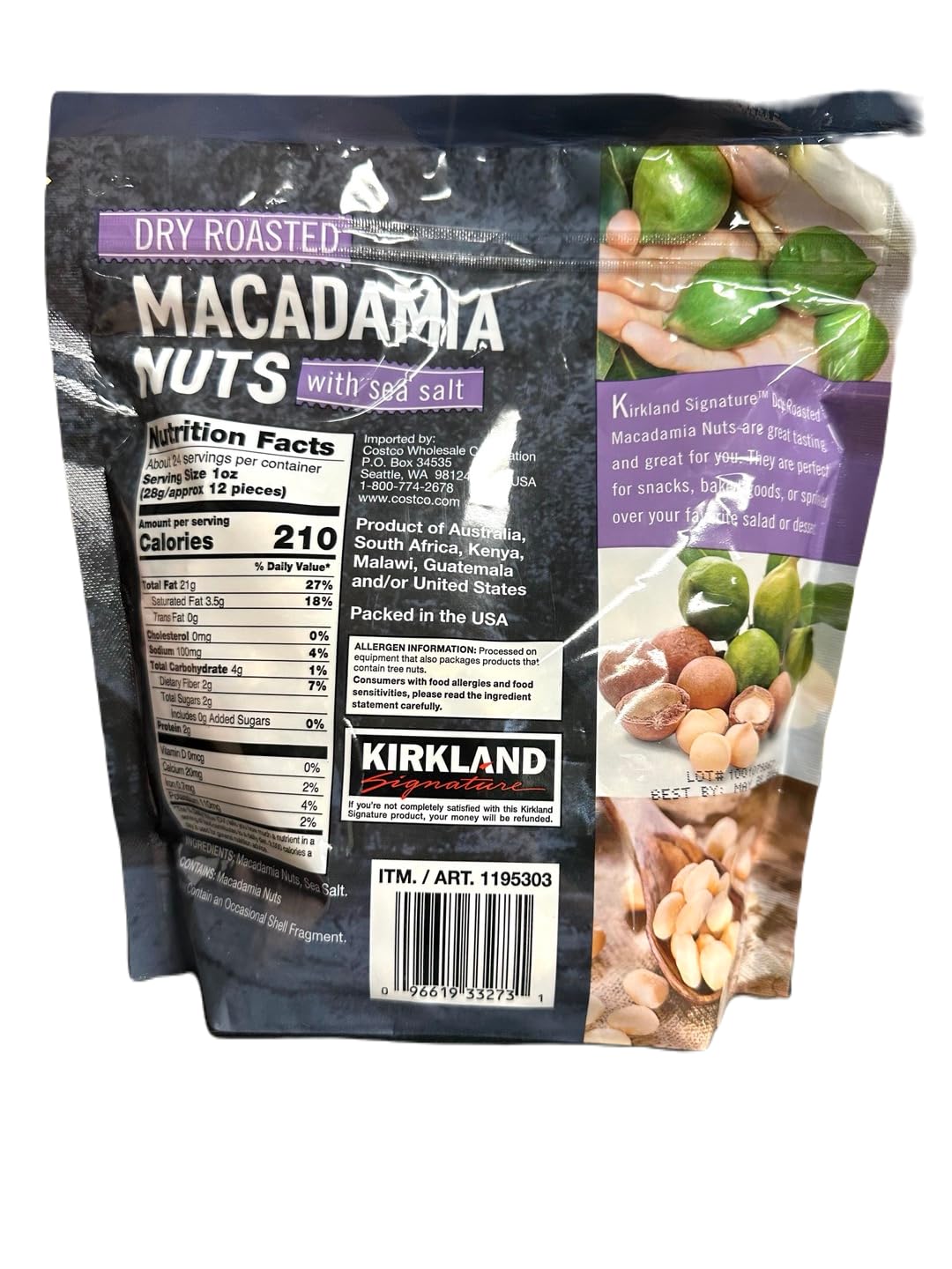 Dry Roasted Macadamia Nuts with Sea Salt, 24oz T201