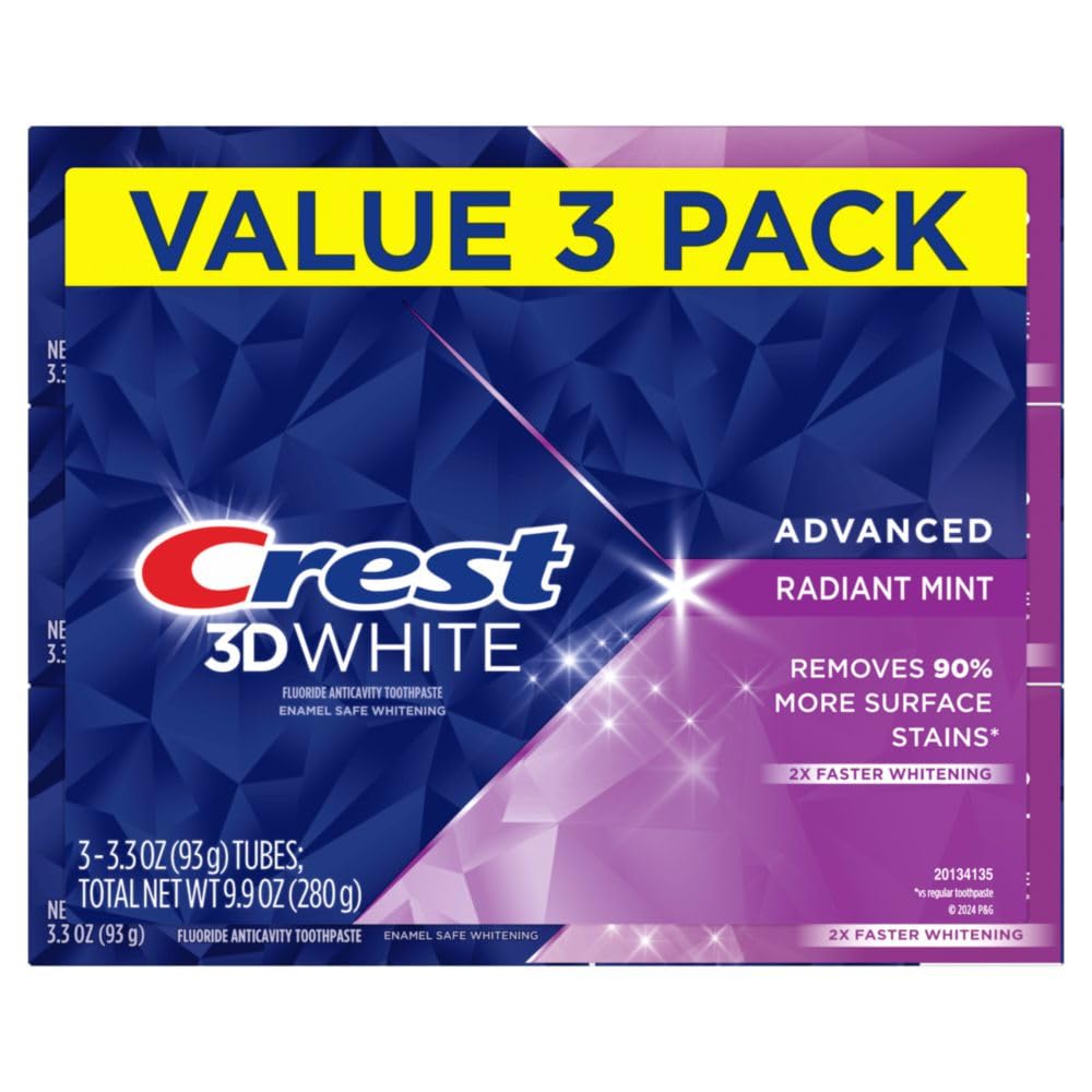 Teeth Whitening Toothpaste, Radiant Mint, 3.3 oz, Pack of 3 E503829