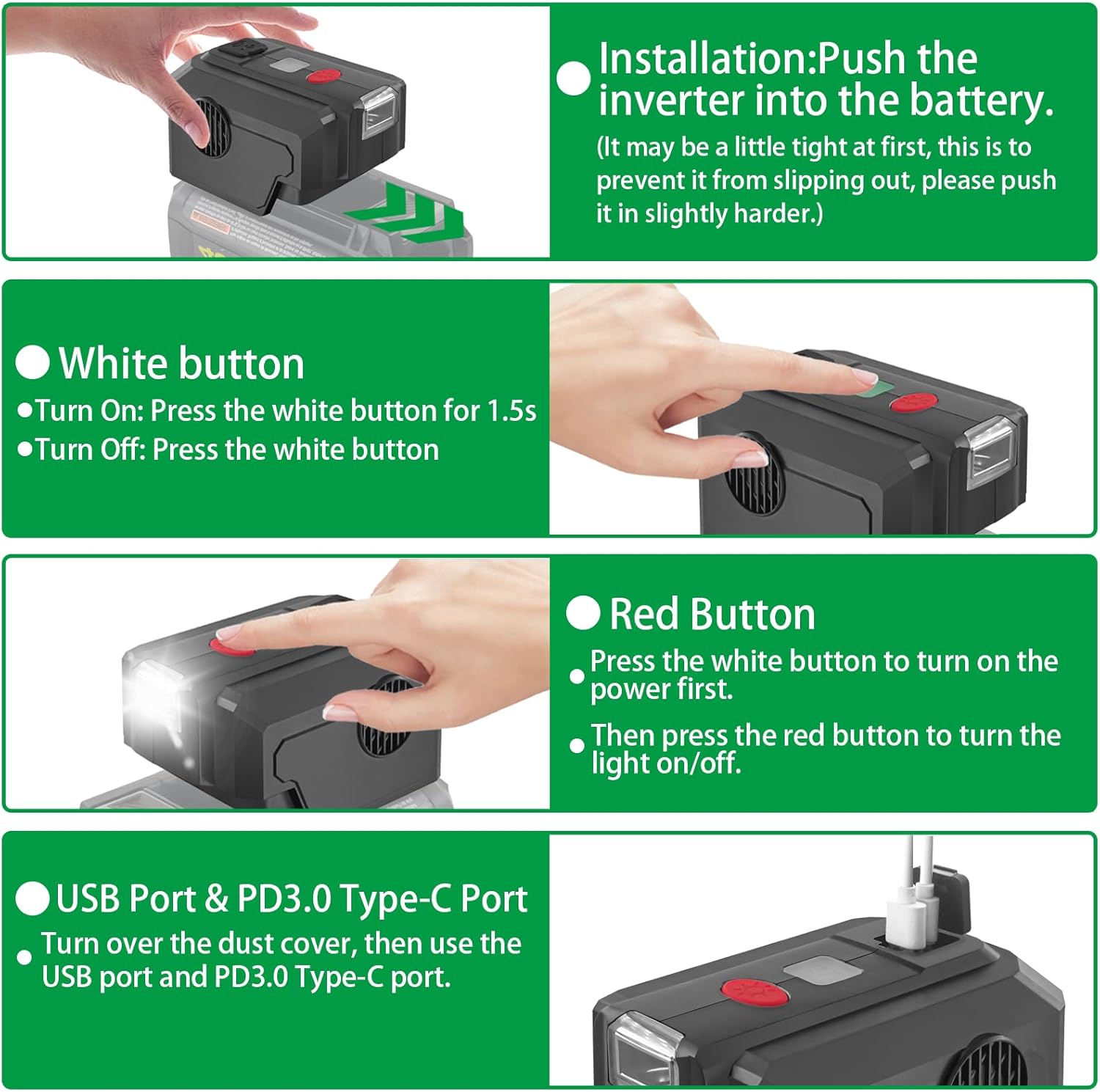 40V Lithium Battery Powered Inverter Generator with USB Charger Port J6798