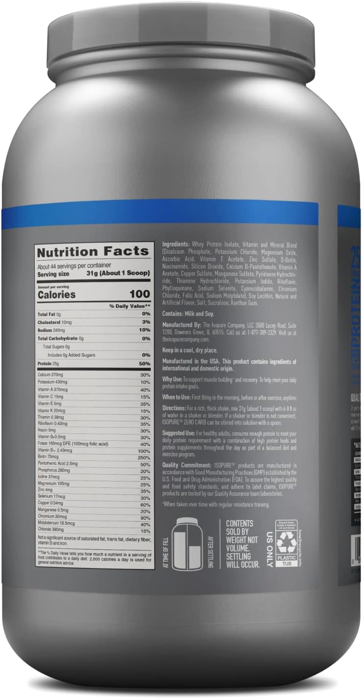 Creamy Vanilla Whey Protein Powder with Vitamin C & Zinc, 25g Protein, Zero Carb, 44 Servings E6881