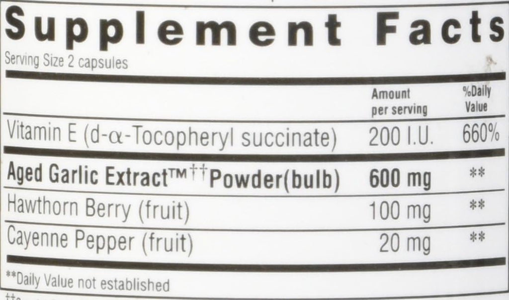 Aged Garlic Extract Heart Health Formula - 100 Capsules H502