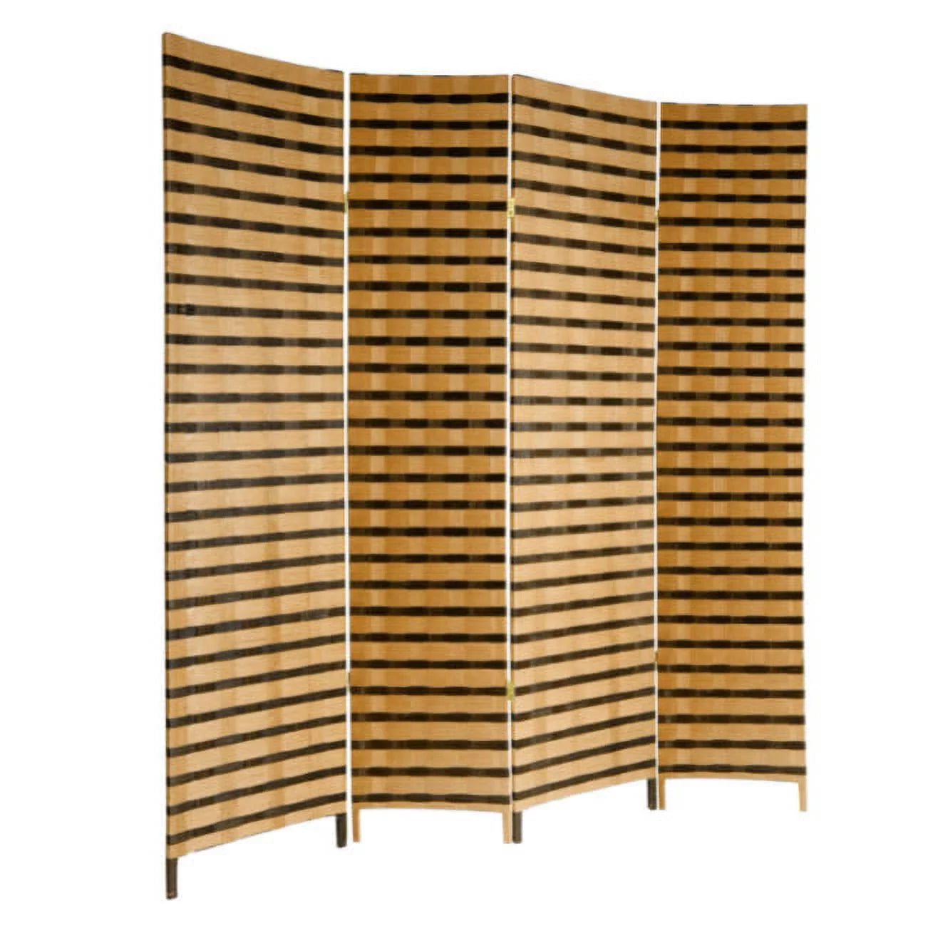 6 ft. Tall Two Tone Natural Fiber Room Divider - 4 Panel E426