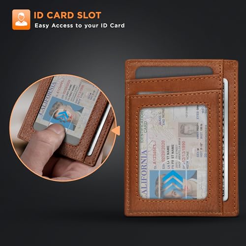 RFID Blocking Slim Minimalist Mens Front Pocket Wallet Thin Card Holder Full Grain Leather F754299