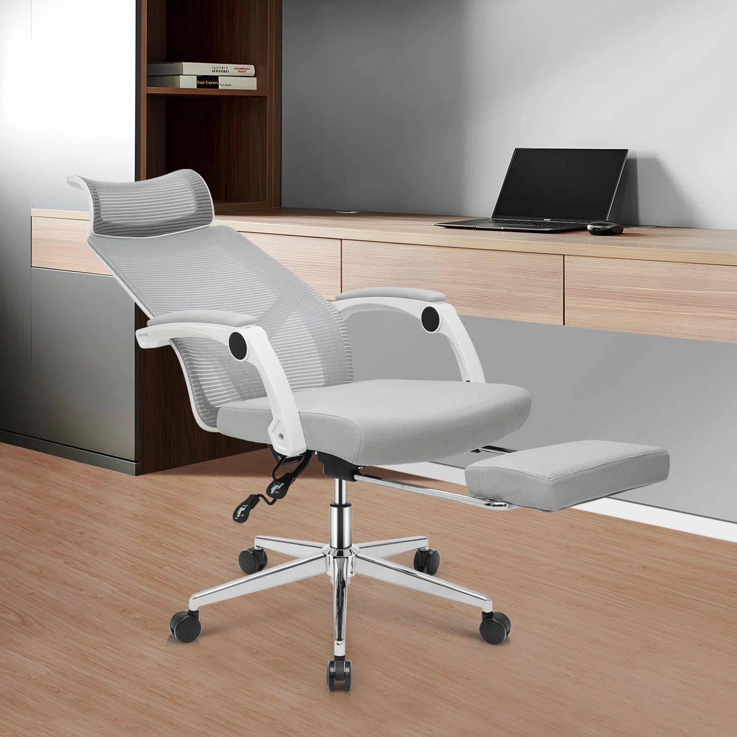 Ergonomic Office Executive Chair with Headrest and Footrest, Grey R3223