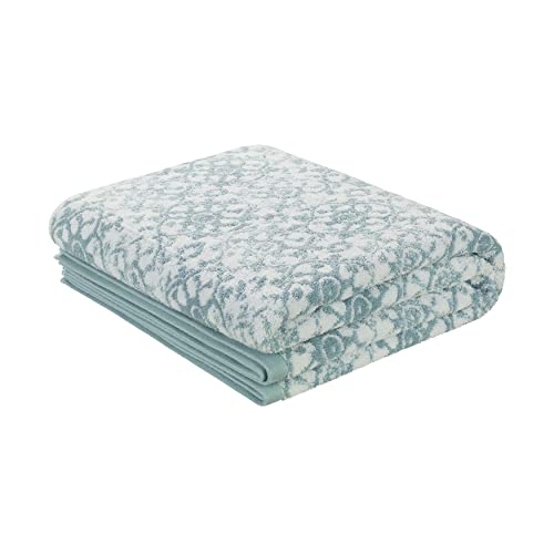 Bath Towel 4 Piece Set with 2 Hand Towels and 2 Shower Towels, 100% Cotton, Machine Washable, Frosty Green R1123