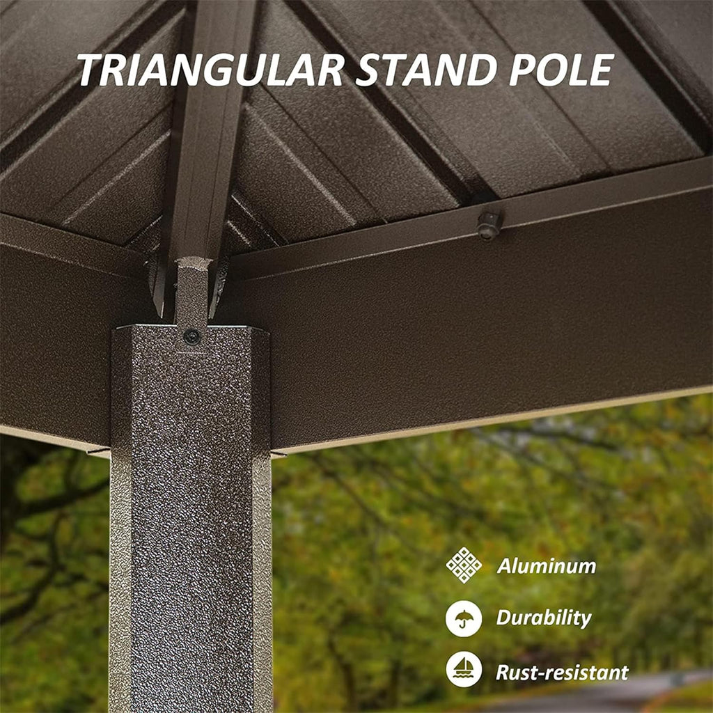 Outdoor Aluminum Hardtop Grill Gazebo with Shelves and Double Roof Y613
