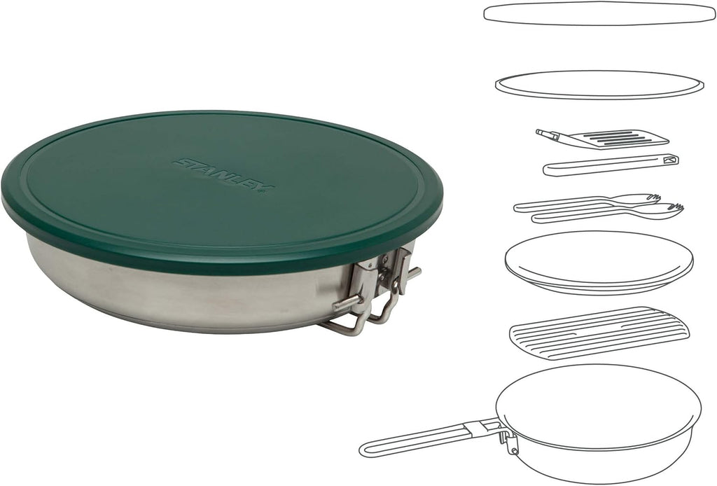All-in-One Stainless Steel Fry Pan Set for Camping Cooking P9897