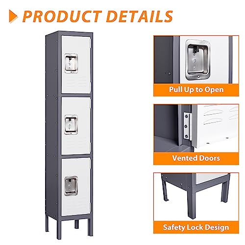 Metal Storage Locker with 2 Doors, 65.98" Height for Home, Office, Gym I32344