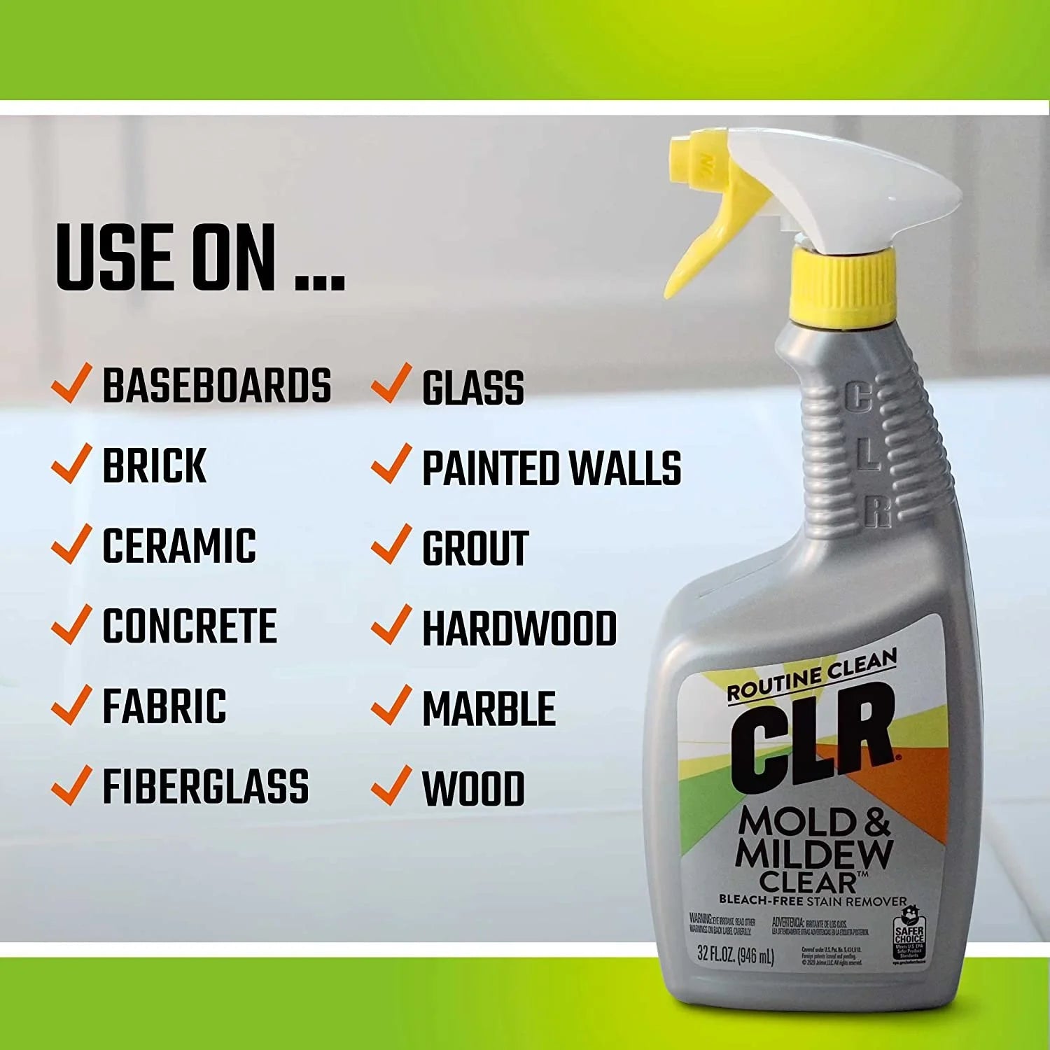Mold & Mildew Stain Remover Spray, Bleach-Free, 32 oz, Pack of 4 Y365
