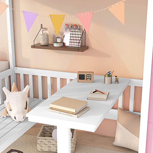 Twin-Over-Twin Bunk Bed with Slide, Storage Staircase, Solid Wood Frame U37969