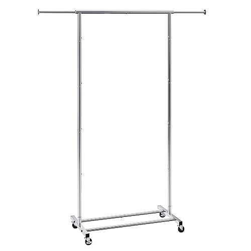 Heavy Duty Double Hanging Clothes Rack, Adjustable Height and Extendable Length with Bottom Storage R403