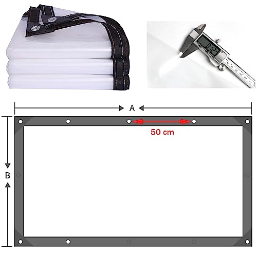 Clear Plastic Vinyl Tarp with Grommets, Heavy Duty Waterproof Sheeting H75341