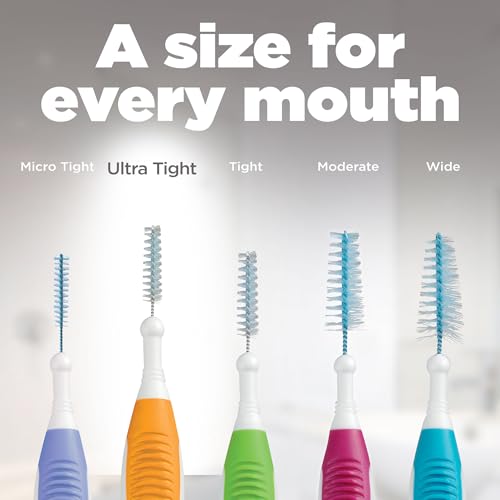 Interdental Brushes for Tight Teeth, Plaque Removal, Safe for Braces, 10ct (4Pk) U6214